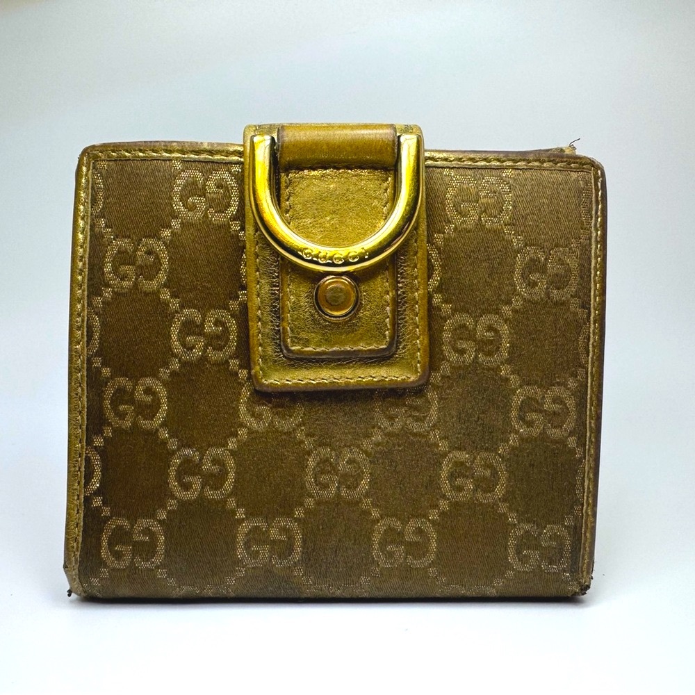 Gucci Abbey Line D-Ring Wallet GG Metallic with Coin Pocket Authentic Vintage - Picture 7 of 16